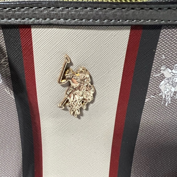 U.S. Polo Assn. Brown Backpack with Red and White Stripes - Picture 3 of 13